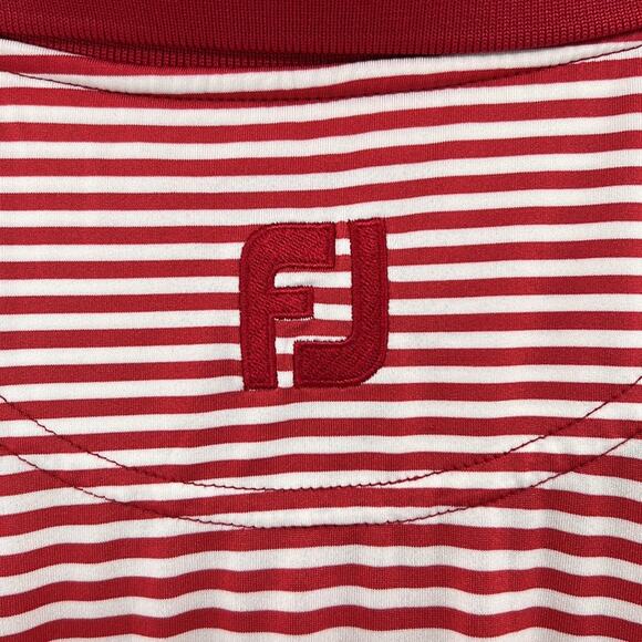 FJ FootJoy Performance Stripe Golf Polo - Red/White - Large - Picture 6 of 6